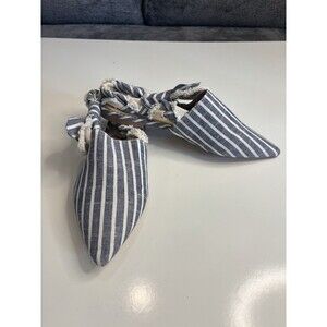 Sam Edelman Womens 7 Pointed Toe Flats Blue Striped Rivers Mule Coastal Nautical